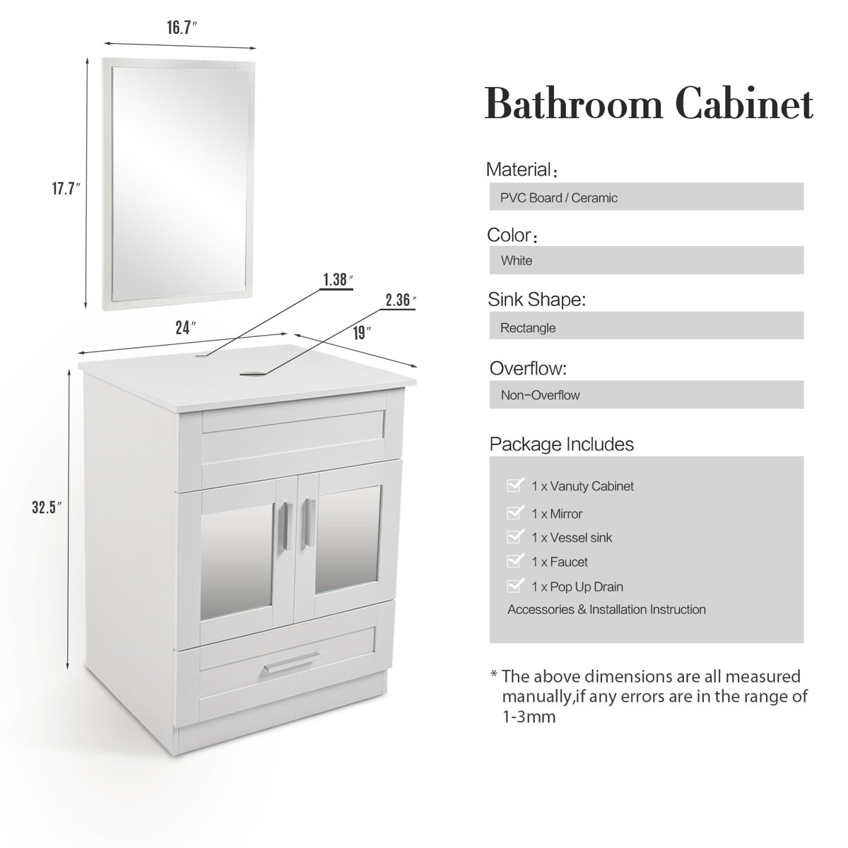 Zipcode Design™ Bevill 24" Single Bathroom Vanity Set with Mirror
